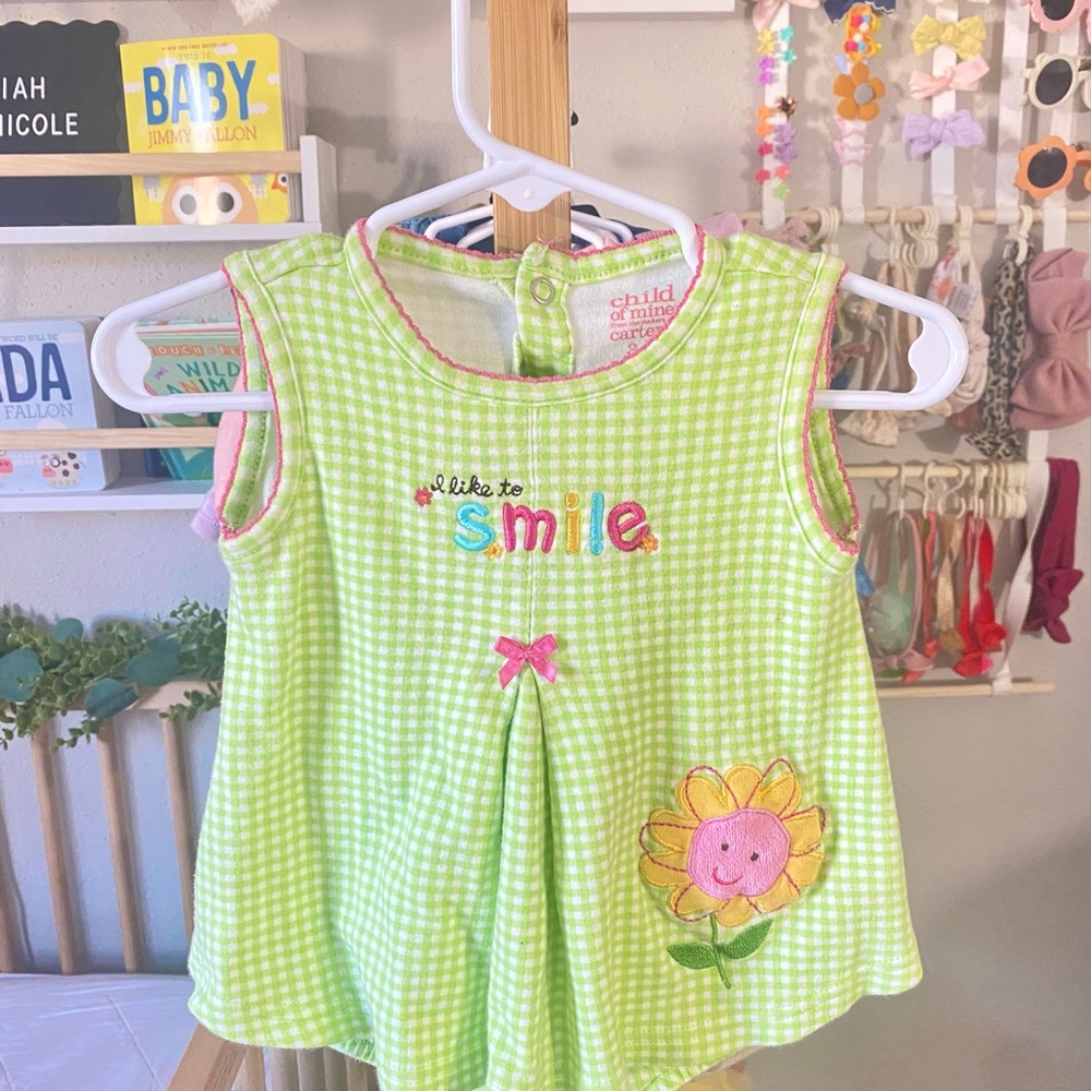 Child of Mine Green and Pink Gingham Baby Dress